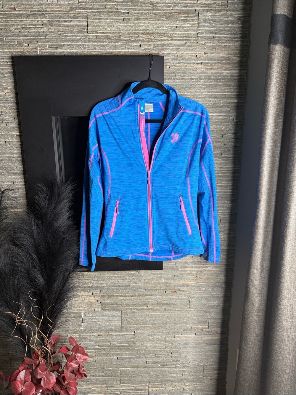 Blue Utility Zip Jacket with Pink Trim - Women's Active Layer